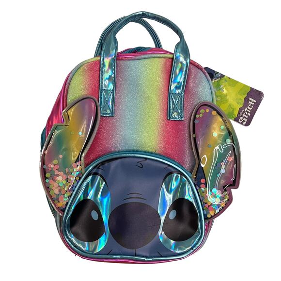 NWT Disney Stitch Plastic Glitter Mini Backpack - Picture 1 of 6